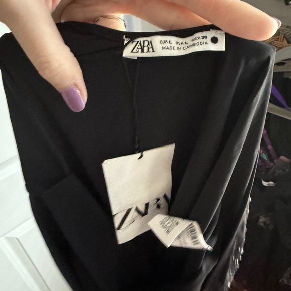 NWT Zara Elegant Black rhinestone bodysuit - Picture 3 of 3